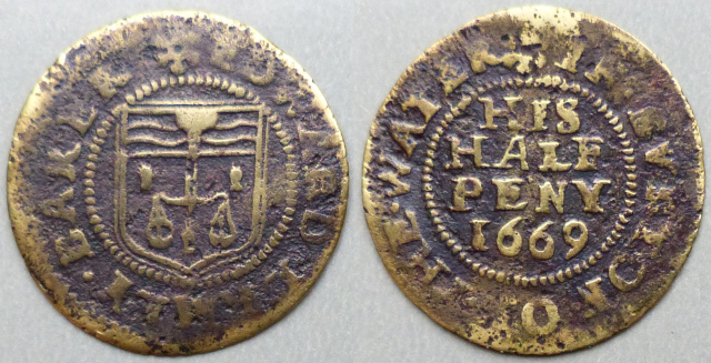 Bourton-on-the-Water, Edward Lamly 1669 halfpenny Bourton-on-the-Water, Edward Lamly 1669 halfpenny